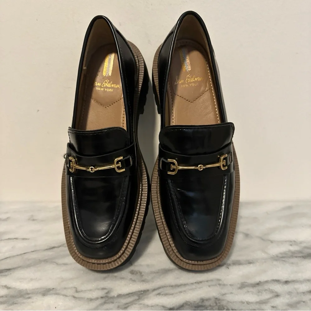 Sam Edelman Laura lug sole loafers gold buckle women’s size 6.5 Y2K